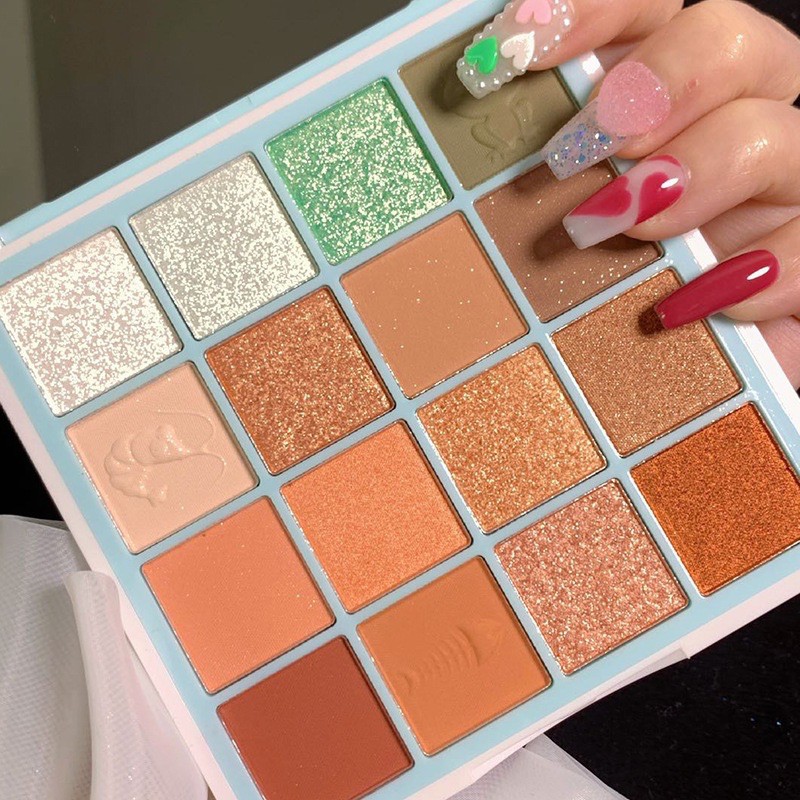 Bảng mắt xanh ngọc 16 ô Maffick nhiều màu xinh và nhũ bling bling xinh xắn - BM1101 (dễ vỡ ô nhũ)