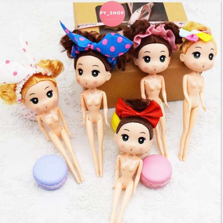 Combo 10 búp bê chibi không váy trang trí bánh kem, phụ kiện bánh sinh nhật