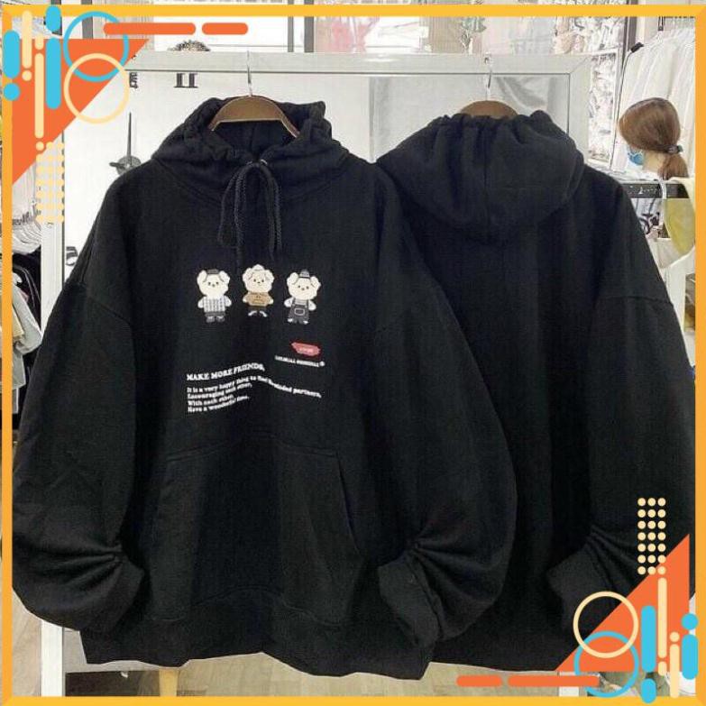 Áo Hoodie Tay Phồng 3 Chú Lợn Hai Màu Form Rộng Siêu HOT