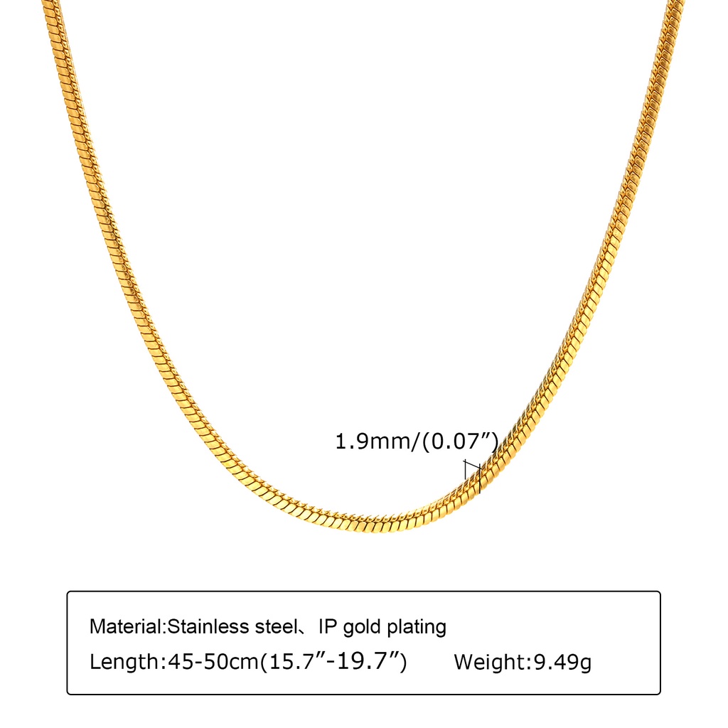 Vnox Bộ Vòng Tay / Vòng cổ Dạng Chuỗi Rắn Tròn 20 Inches 18k Thời Trang Cho Nữ