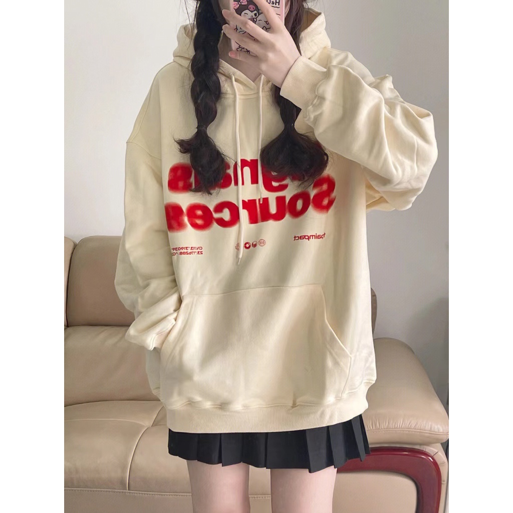 NRVP Áo Hoodie Tay Dài Oversize In Họa Tiết Phong Cách Hàn Quốc Kiểu Mới Cho Nam / Nữ
