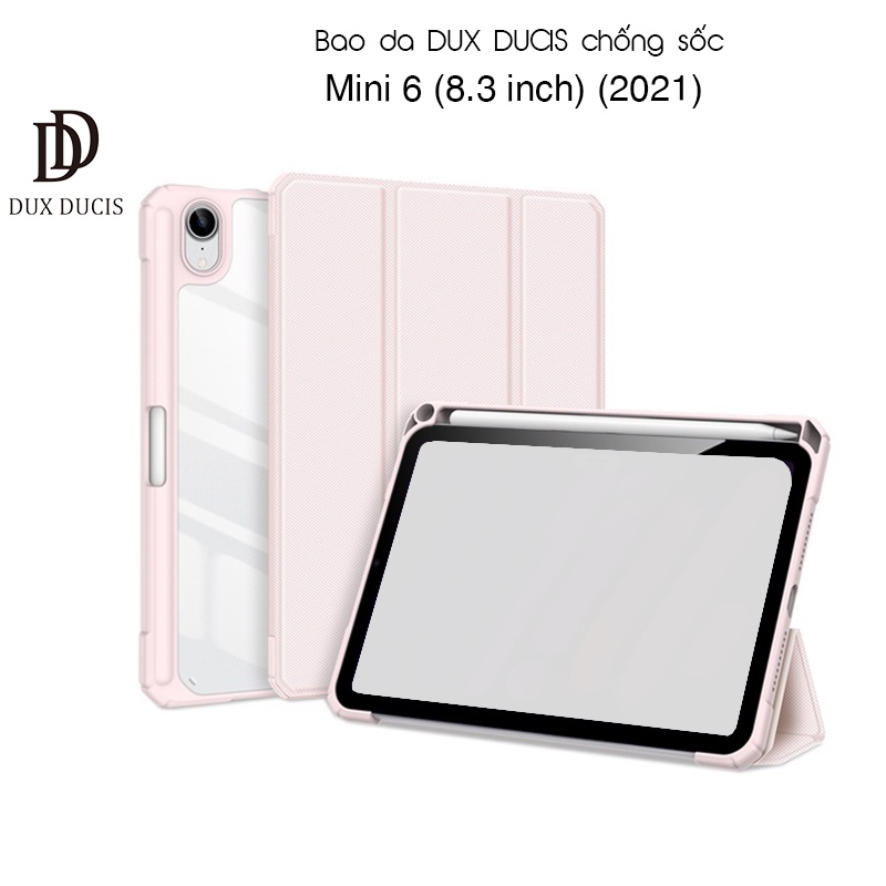 Bao da DUX DUCIS iPad Mini 6    - Mặt lưng trong, Có Khay Đựng Bút - Hồng