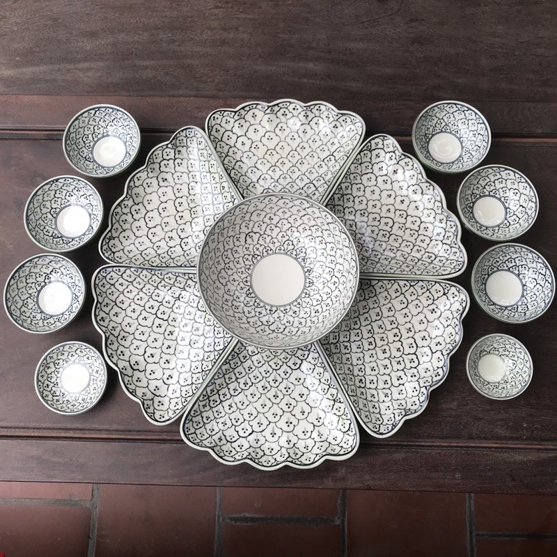 Set bát đĩa Hoa mặt trời nhiều kiểu dáng  - Gốm sứ Bát Tràng