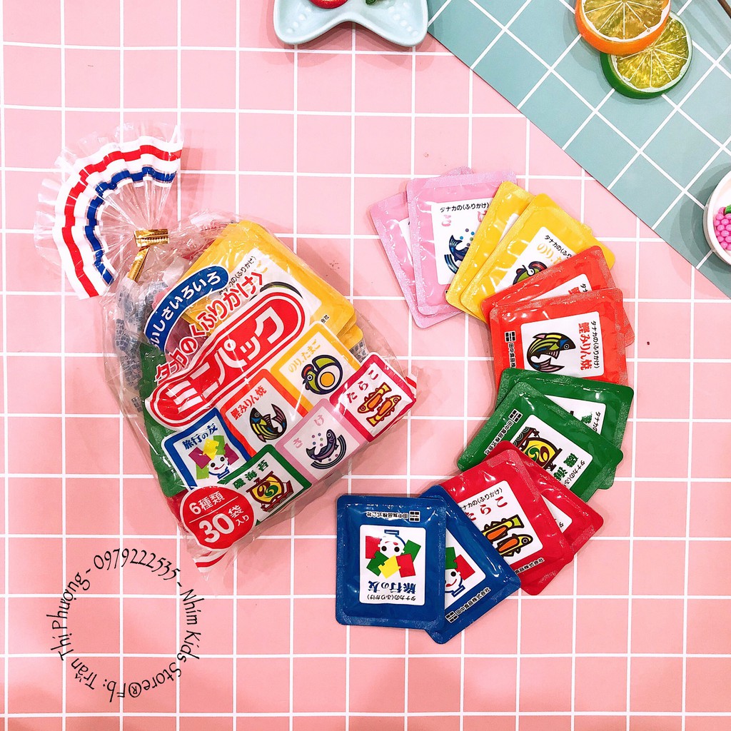 Gia vị rắc cơm Furikake nội địa Nhật cho bé ăn dặm 6 vị gồm 30 gói nhỏ (date: 3/2024)