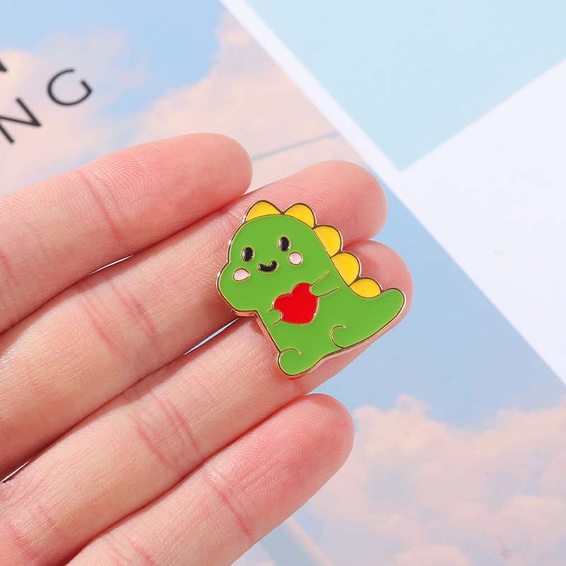 Ghim cài áo QIHE JEWELRY họa tiết hình khủng long mini đáng yêu