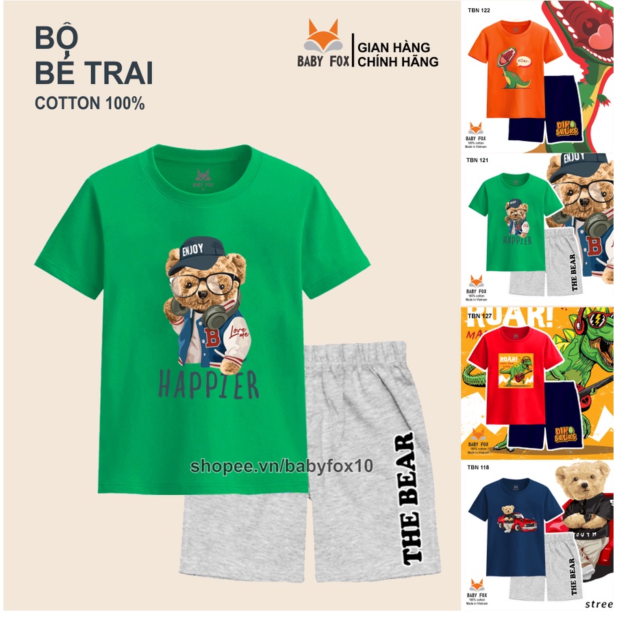 Bộ thun bé trai size nhí, trung, đại 100% cotton cao cấp, thương hiệu BABY FOX f