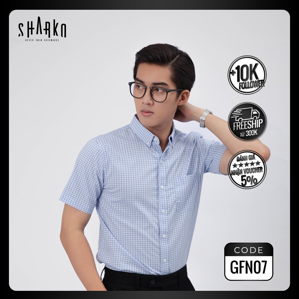 Áo sơ mi nam công sở tay ngắn SHARKO - chất vải cotton thoáng mát, form CLASSIC - GFN07