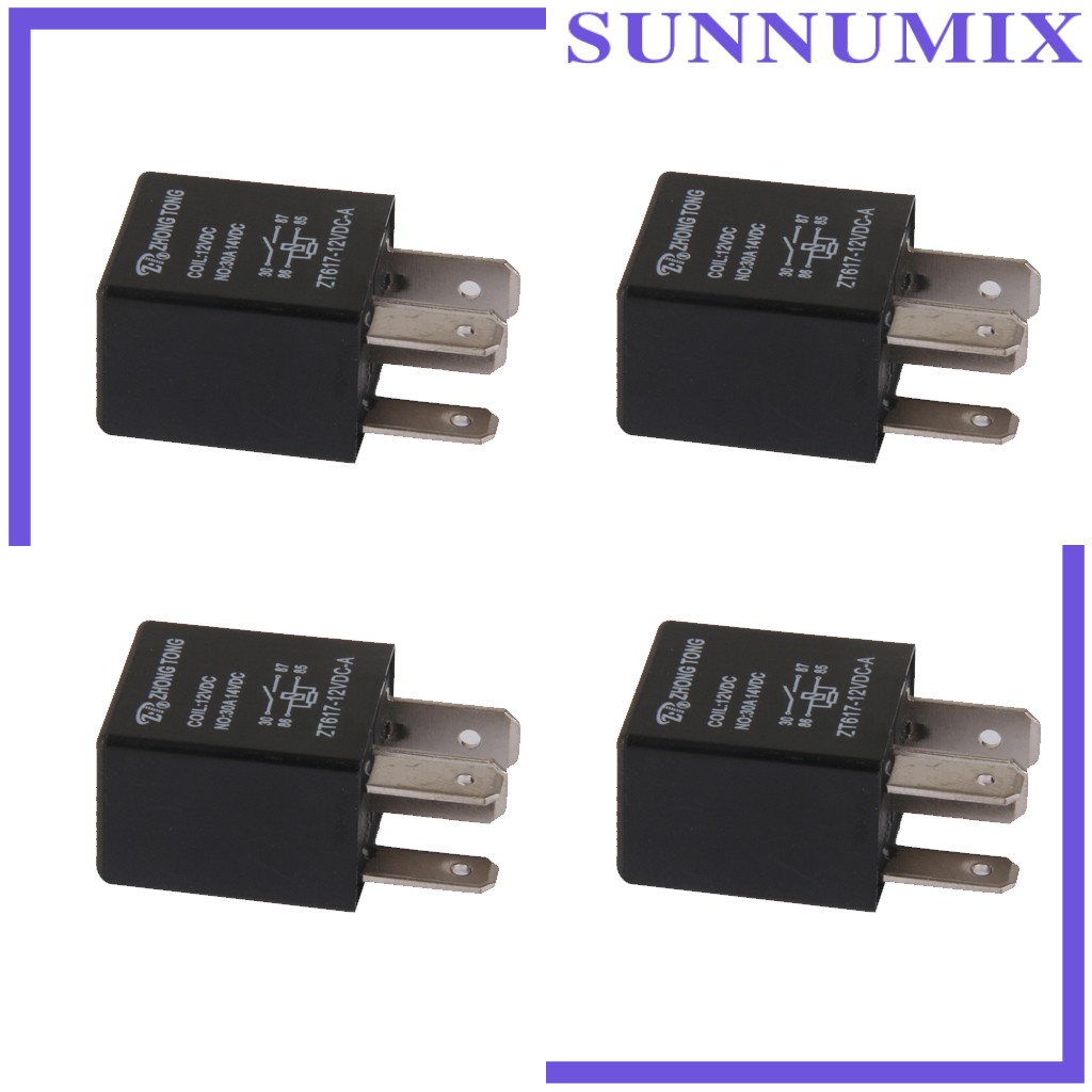 Set 4 Rơ Le 12v 4 Pin 30a Spst Chuyên Dụng Dành Cho Quạt Tản Nhiệt