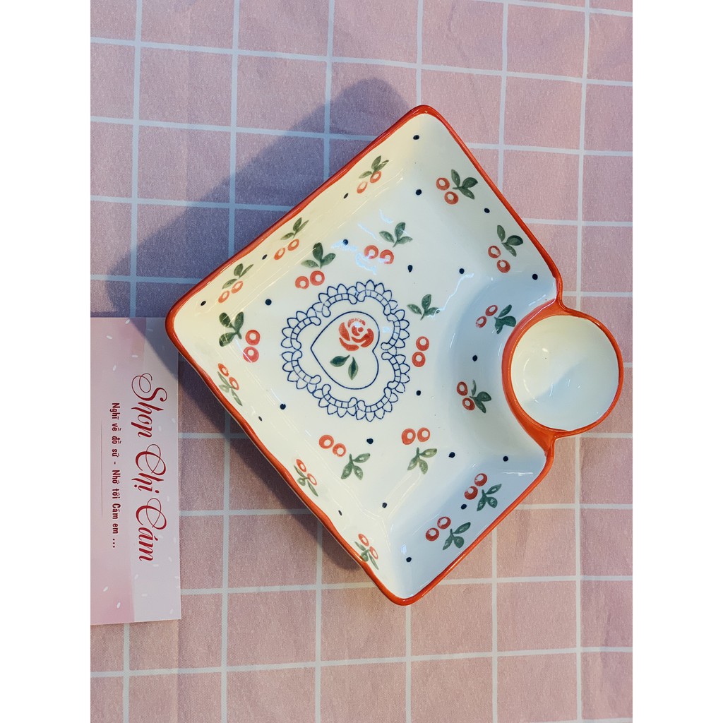 ĐĨA SỨ KÈM KHAY CHẤM | ĐĨA ĂN PHỞ CUỐN | ĐĨA HOA QUẢ KÈM KHAY CHẤM | ĐĨA SỨ CÓ KHAY CHẤM | Shop Chị Cám | BigBuy360 - bigbuy360.vn