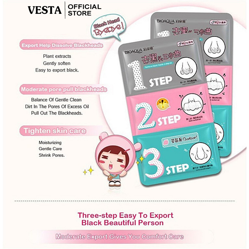 Mặt nạ lột mụn 3 bước Bioaqua - gel lột mụn mũi đầu đen hiệu quả | BigBuy360 - bigbuy360.vn