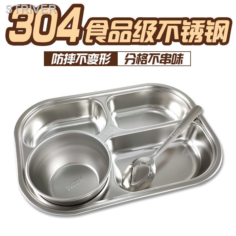 Khay Đựng Thức Ăn Chia Ngăn 4 Ngăn Bằng Thép Không Gỉ 304 Chống Rơi Cho Bé Mẫu Giáo