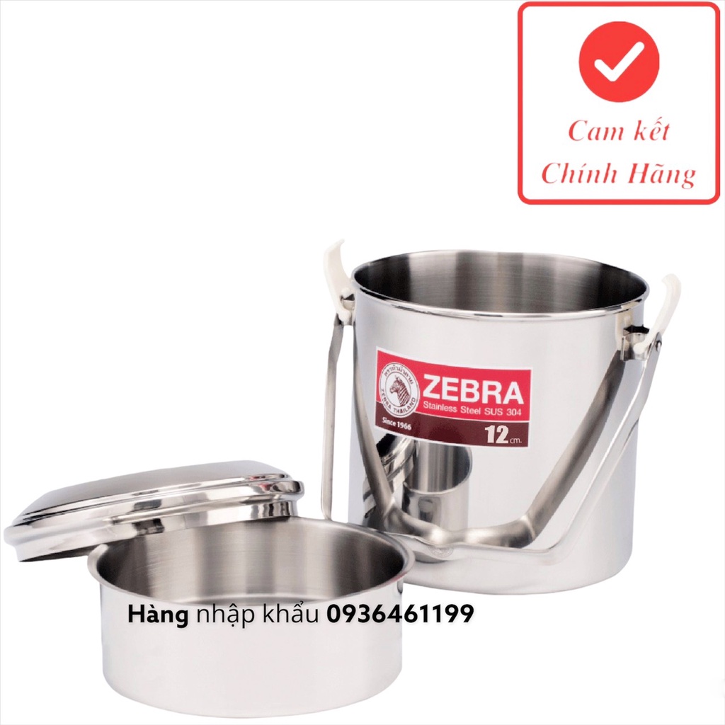 Cặp lồng / camen ZEBRA Inox 304 cao 12cm &amp; 14cm Thái Lan loop handle pot cạp lồng cà mèn gamen thép không gỉ stainless