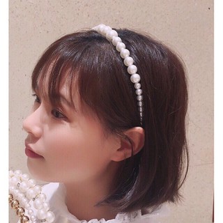 Bờm vintage hạt châ trắng