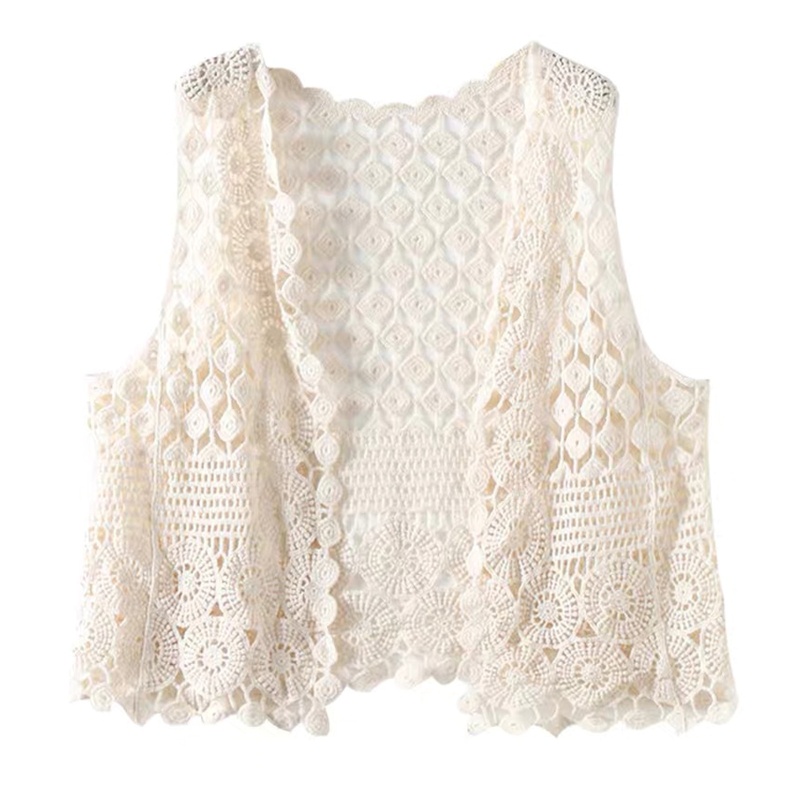 Brroa Áo Khoác Cardigan Dệt Kim Không Tay Họa Tiết Kim Cương Tròn Rỗng Màu Trơn Mùa Hè Cho Nữ