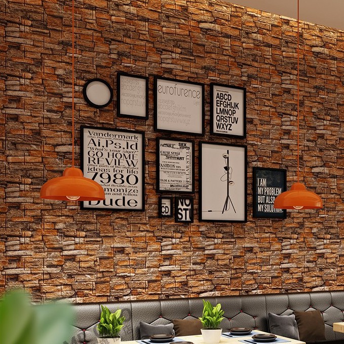 Miếng Dán Tường Giả Gạch 3D Chống Thấm Nước Trang Trí Nội Thất Độc Đáo