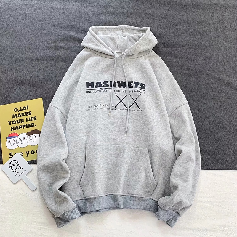 Áo hoodie IELGY lông cừu in họa chữ và nhân vật hoạt hình thời trang cho nam