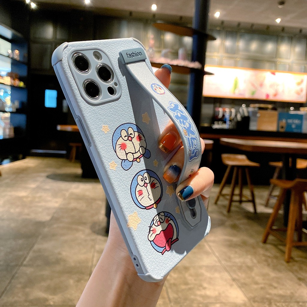 Ốp Điện Thoại Da Cừu Hình doraemon Có Dây Đeo Cho Iphone 14 13 12 pro MAX 11 pro MAX XS MAX XR X 7 8PLUS