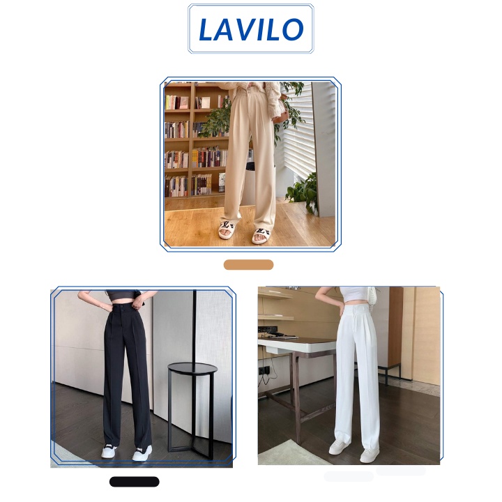 Quần ống rộng suông nữ lưng cao 2 khuy bigsize công sở mặc nhà LAVILO QT05