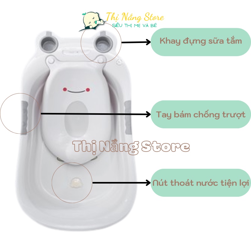 Thao tắm bé, Chậu tắm ếch Việt Nhật cho bé sơ sinh và trẻ nhỏ có tựa lưng Thị Nắng Sto