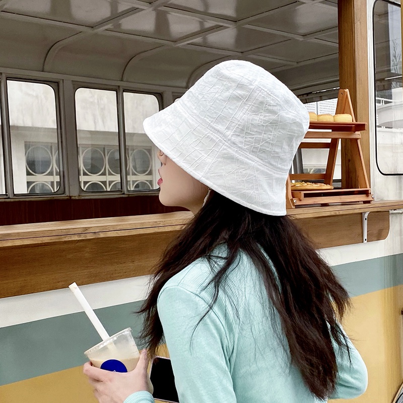 Nón Bucket Họa Tiết Kẻ Sọc Thời Trang Xuân Hè Phong Cách Hàn Quốc Cho Nữ