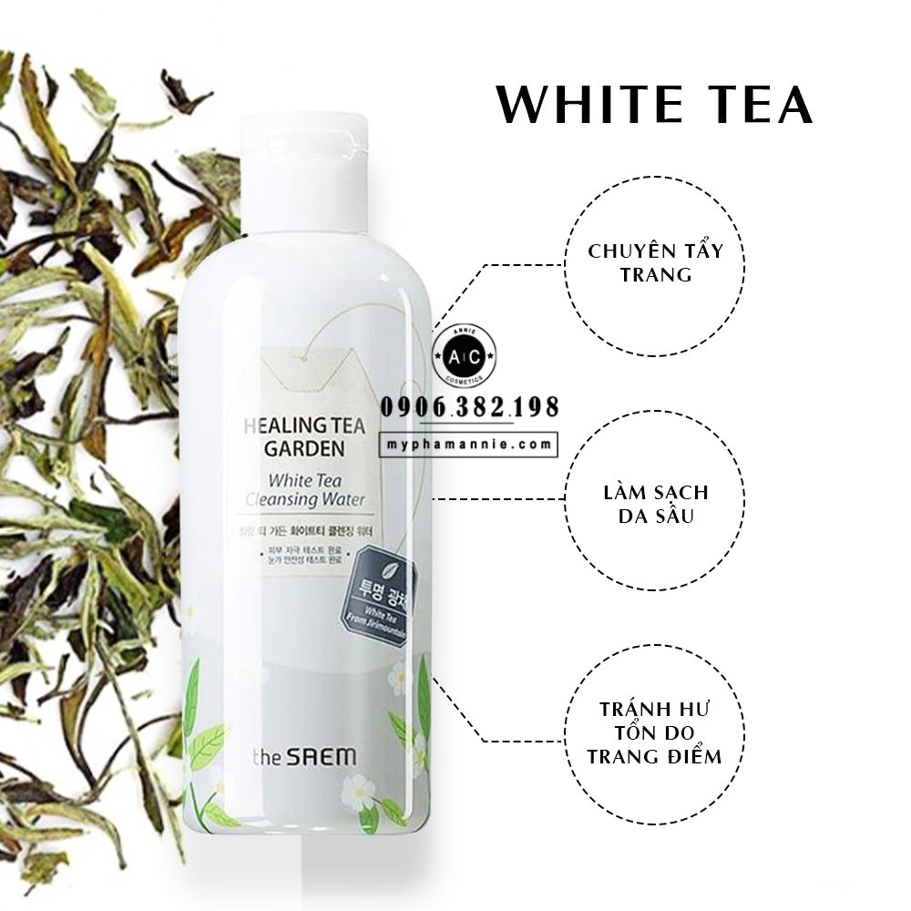 Nước tẩy trang The Saem Healing Tea Garden White Tea Cleansing Water