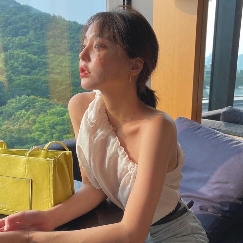 Áo Croptop Sát Nách Màu Trơn Phong Cách Hàn Quốc Thời Trang Cho Nữ