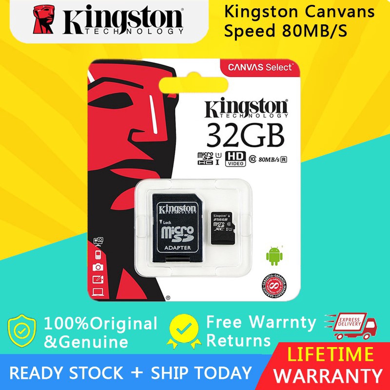 KINGSTON Thẻ Nhớ Micro SD TF Class10 80MB / s 16GB / 32GB / 64GB / 128GB