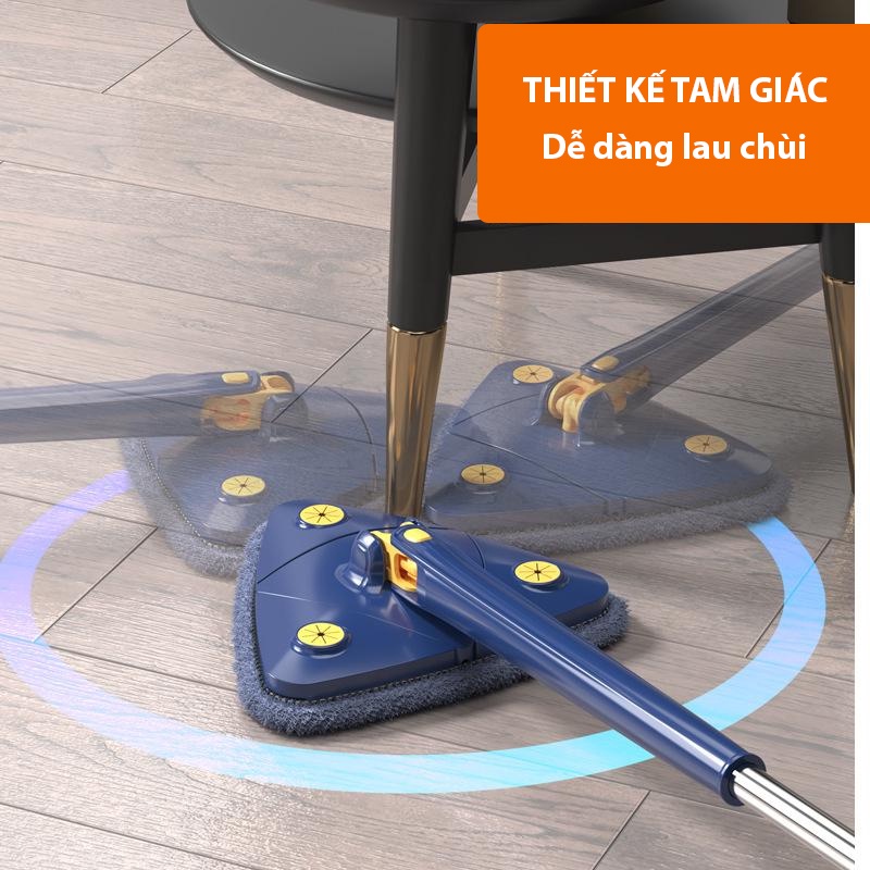 Cây lau nhà tam giác Cây lau kính lau trần xoay 360 độ đa năng tiện dụng tự vắt