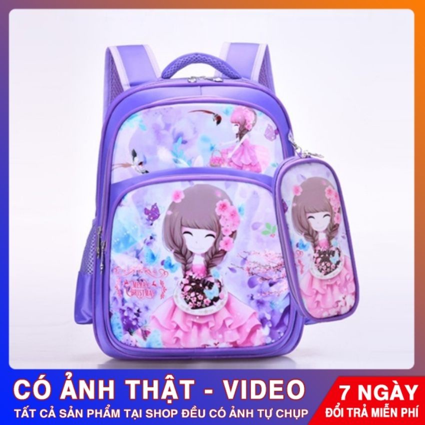 Cặp balo học sinh đi học chống gù, chống thấm nước cao cấp với nhiều hình nhân vật hoạt hình đáng yêu TẶNG KÈM HỘP BÚT