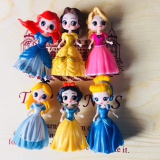 Bộ 6 nàng công chúa thay váy DISNEY, bộ búp bê chipi 6 nàng 18 váy công chúa Disney