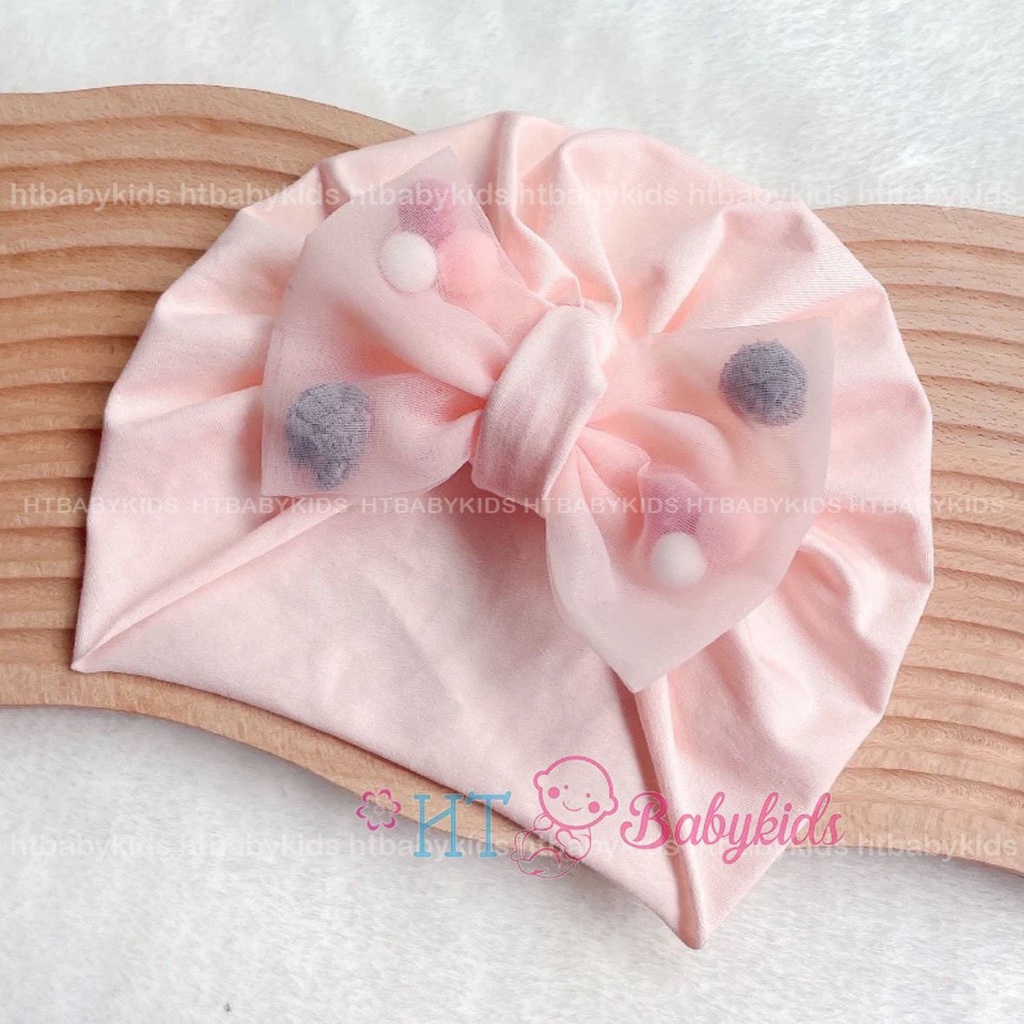 Mũ Turban Cho Bé kiểu Nơ Bông Đáng Yêu Cho Bé Gái