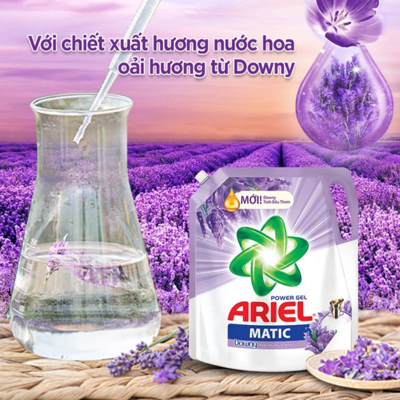 Nước giặt Ariel Matic Mới túi 2Kg Power Gel hương Downy tinh dầu thơm nước hoa Oải Hương