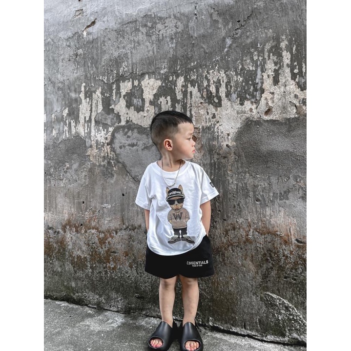 Áo thun tay lỡ, cổ tròn cho bé và gia đình họa tiết chó LW vải cotton mềm mịn, thoáng mát – Sammy_VN