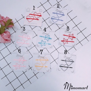 Set 2 Kẹp Mái Trái Tim Ngôi Sao phong cách Hàn Quốc rất xinh phù hợp nhiều kiểu tóc