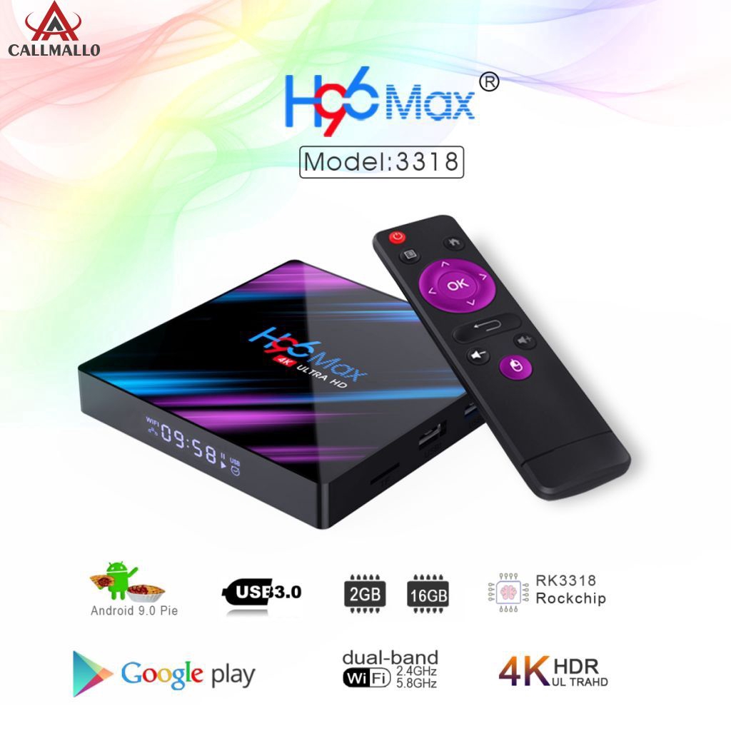 Đầu TV Android 9.0 2G+16G 2.4G/5G Double Wifi 4K H.265 kèm phụ kiện