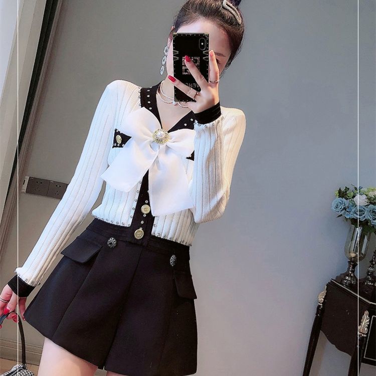 Áo khoác cardigan dệt kim tay dài cổ chữ V thiết kế mới thời trang dành cho mùa thu năm 2021