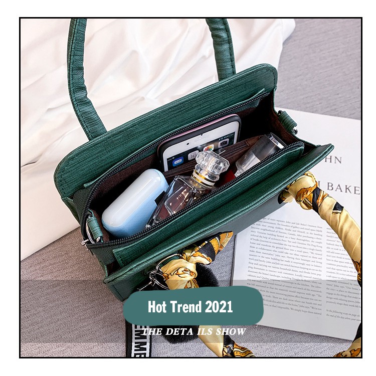 Túi xách nữ 👜 Mẫu HOT 2021 Hàn Quốc 😍 Túi xách công sở TẶNG KÈM KHĂN LỤA da PU cao cấp [Màu sắc : Xanh, Đỏ] | BigBuy360 - bigbuy360.vn