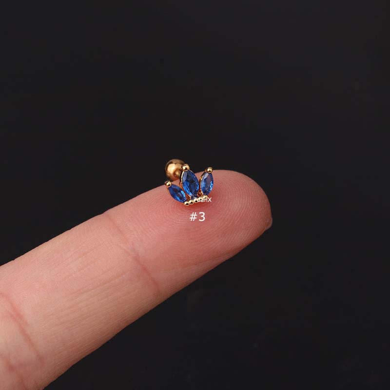 Khuyên tai hình vương miện đính đá zircon 20 gauge