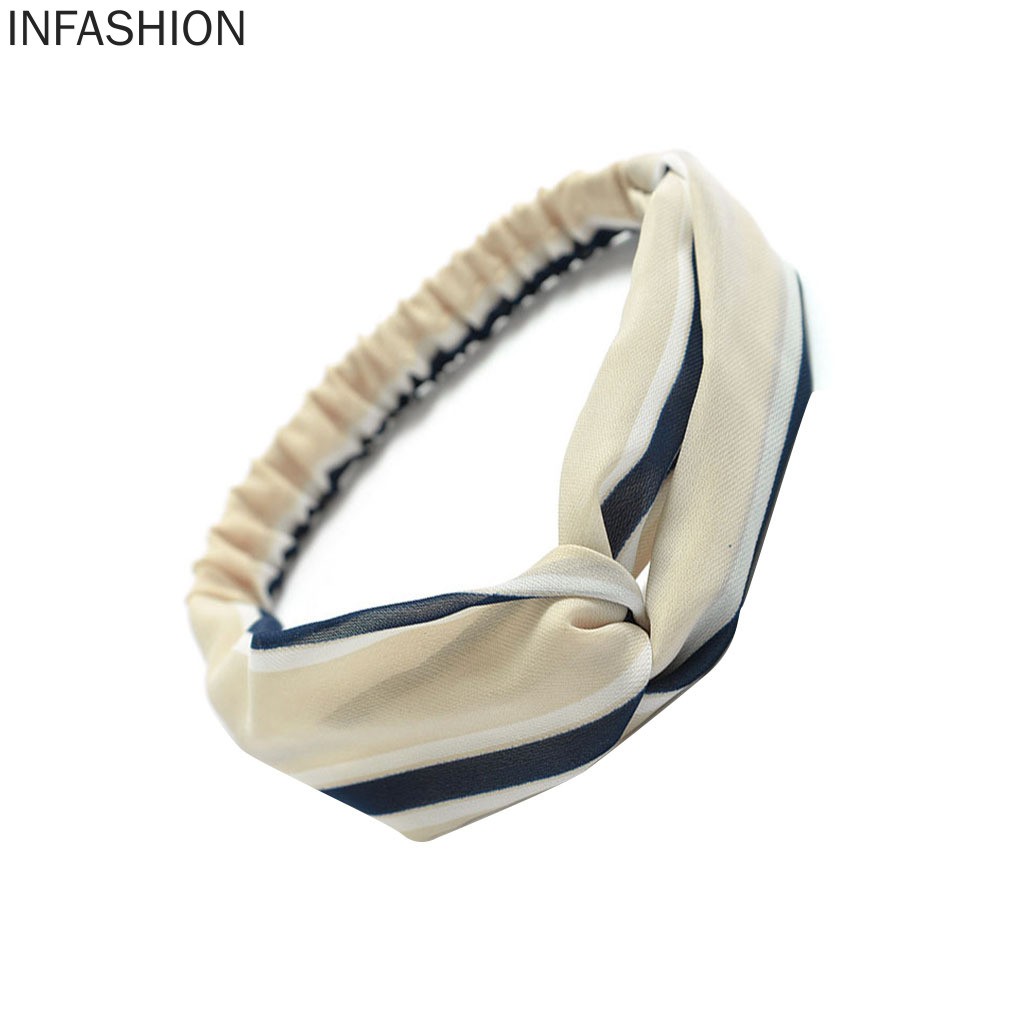 Băng Đô Co Giãn Họa Tiết Kẻ Sọc Cho Nữ