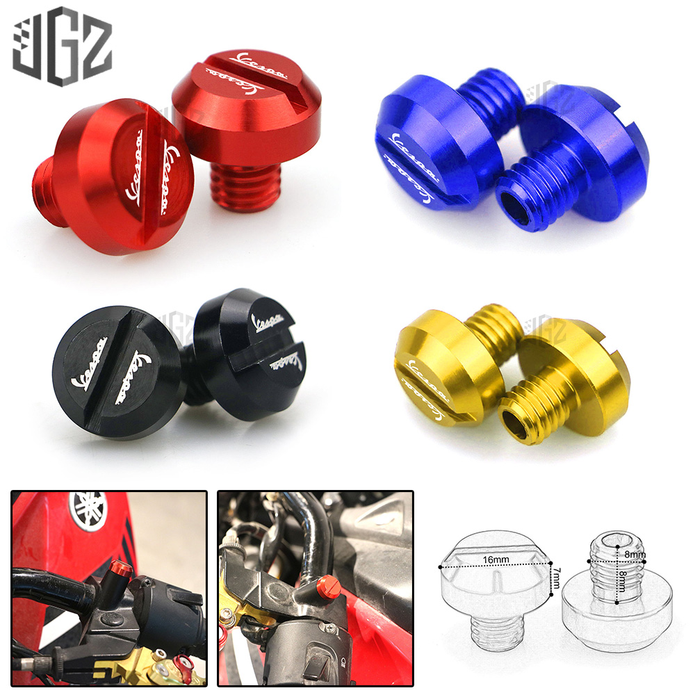 Cặp chốt chuyển đổi gắn gương chiếu hậu xe máy CNC 8mm cho VESPA GTS 250 300 SPRINT PRIMAVERA 150 GTV LXV LX 50 S 125
