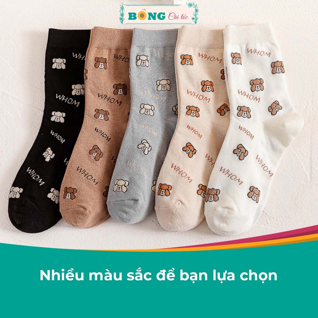 Tất nữ cổ cao nhiều màu họa tiết gấu thời trang phong cách Hàn Quốc TBC10 - Vớ BÔNG Cài Tóc