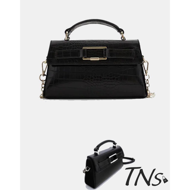 TINUONGSHOP - Túi đeo chéo có quai xách Z.@.RIA croc effect kelly crossbody bag 2 màu nâu và đen