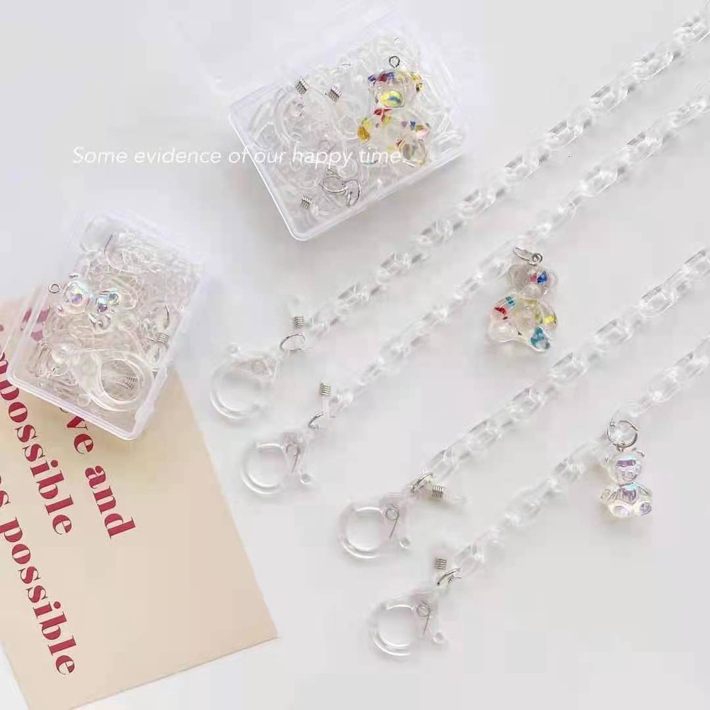 Dây Xích Bằng Acrylic Trong Suốt Họa Tiết Gấu Hoạt Hình Sáng Tạo Dùng Làm Dây Đeo Kính/Mặt Nạ diy