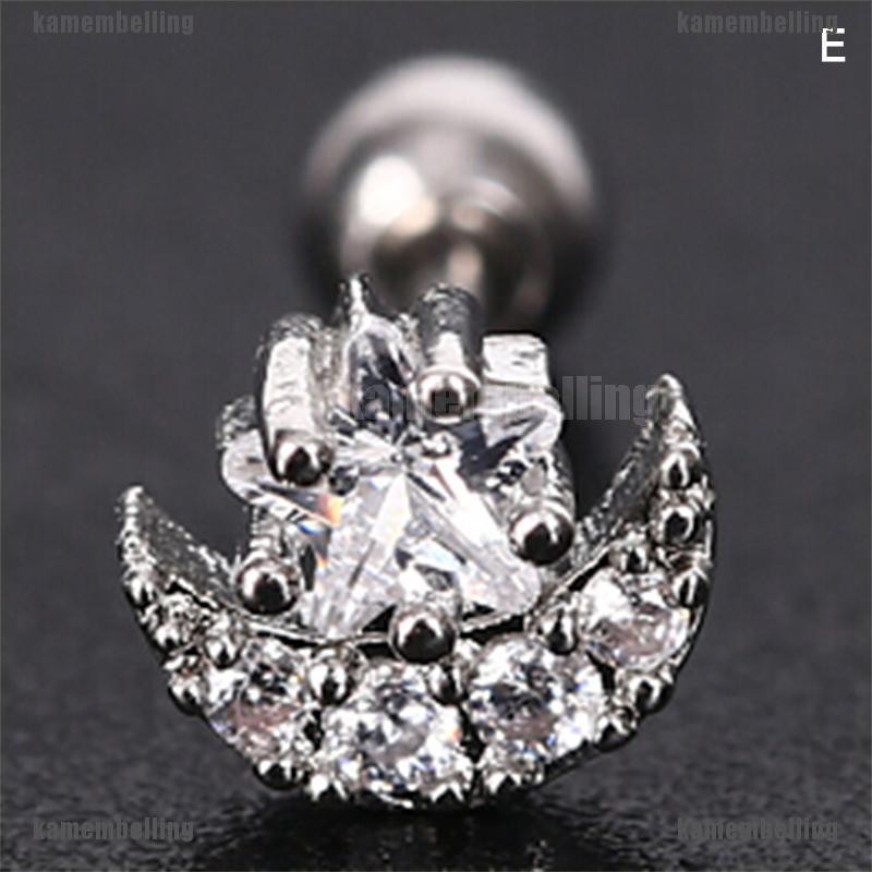 Khuyên Vành Tai Hình Mặt Trăng Đính Đá Thời Trang Cho Nữ