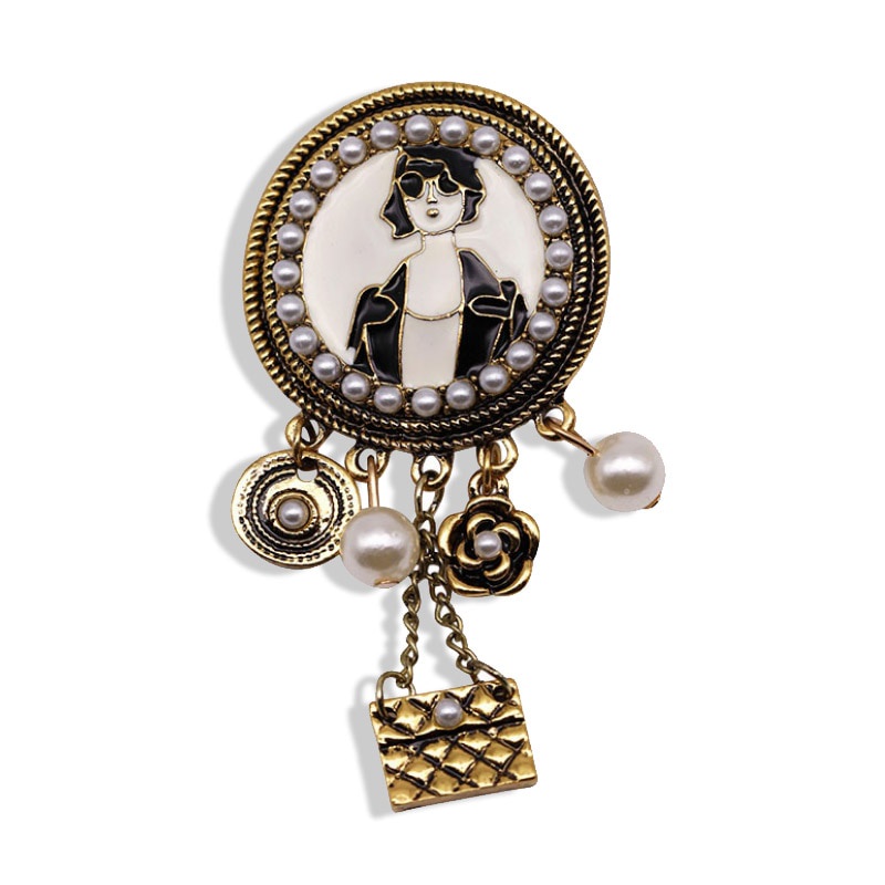 Ghim cài áo hình bông hoa đính ngọc trai giả thời trang cho nữ