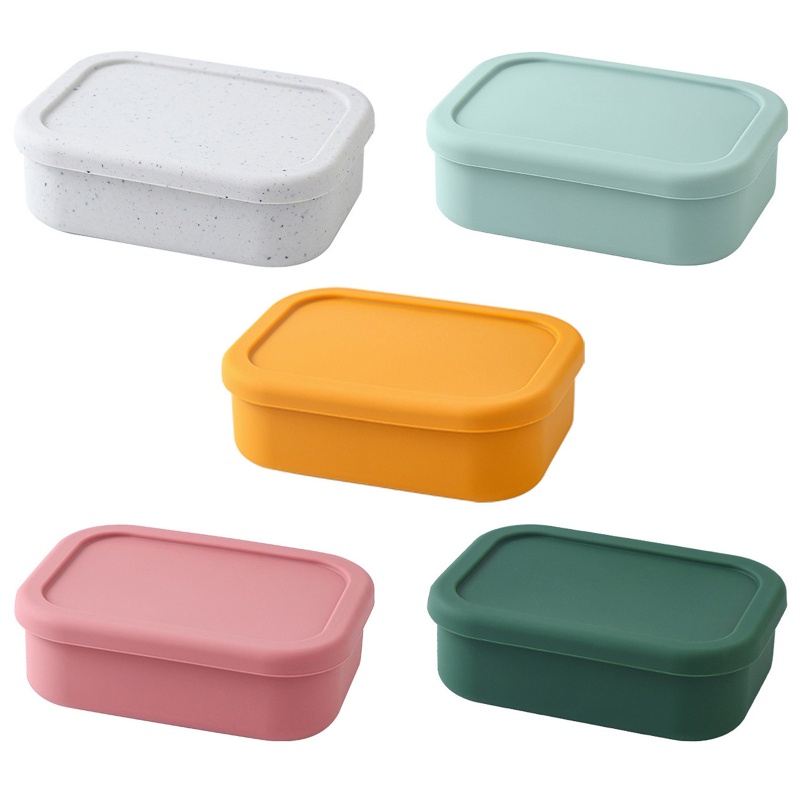 Hộp cơm Bằng Silicone Hình Chữ Nhật Có Nắp Đậy Tiện Dụng