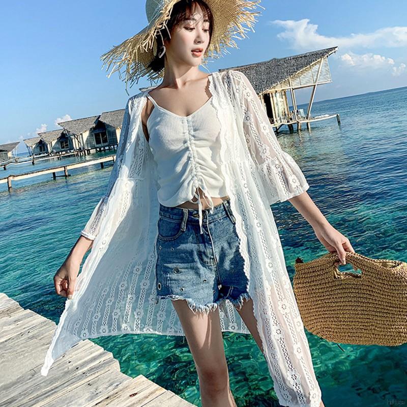[Lisa]Fashion New Holiday Style Trumpet Sleeves Lace Long Sunscreen Cardigan | BigBuy360 - bigbuy360.vn
