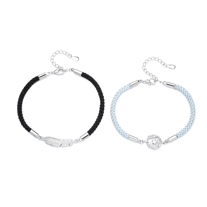 Vòng Tay Dây Bện Phối Lông Vũ Thời Trang Cho Cặp Đôi