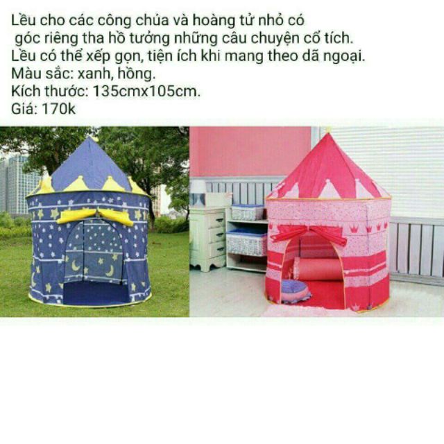 Lều công chúa và hoàng tử cho bé.