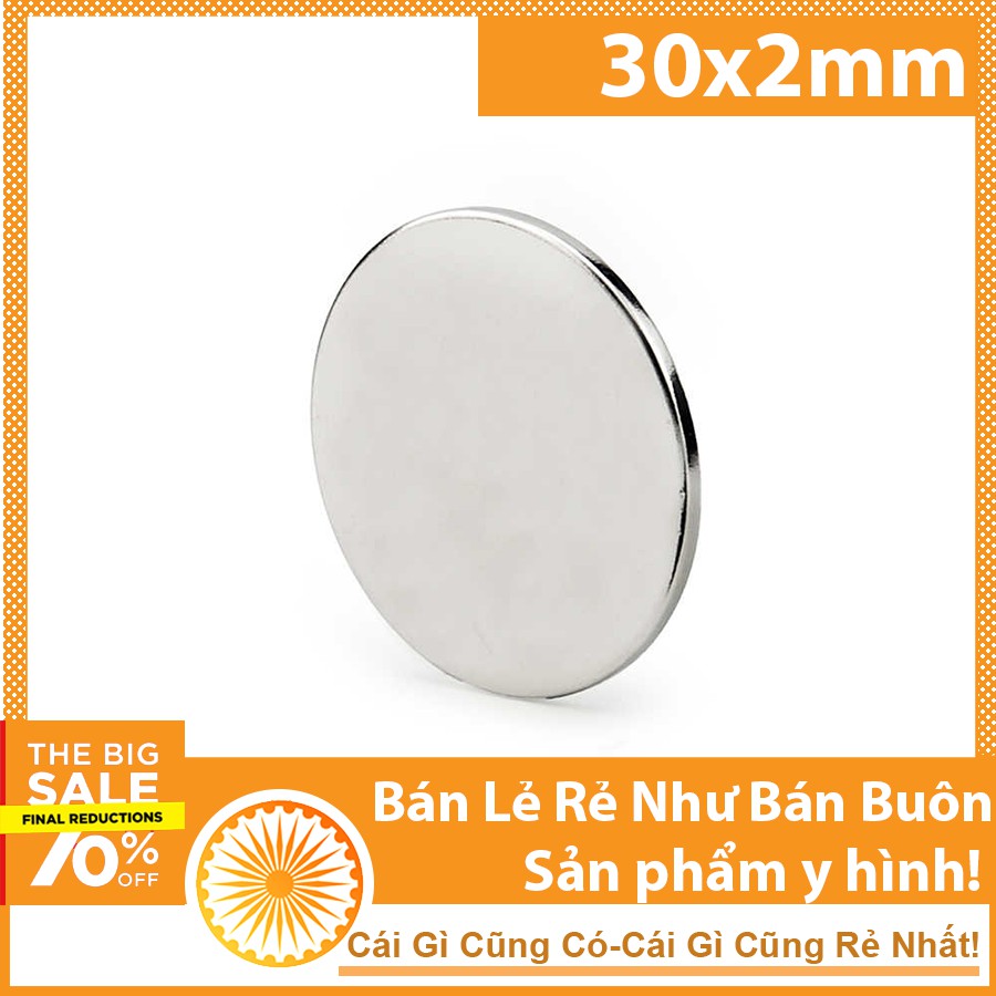 Nam châm đất hiếm 30x2mm từ tính N35